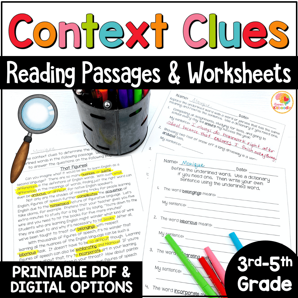 context clues worksheets 5th grade