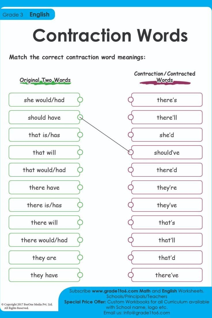 contraction worksheets