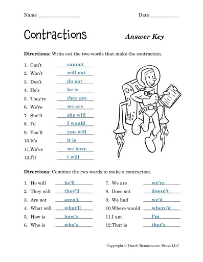 Contractions Worksheets Tim 39 s Printables