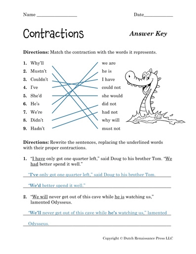 Contractions Worksheets Tim 39 s Printables