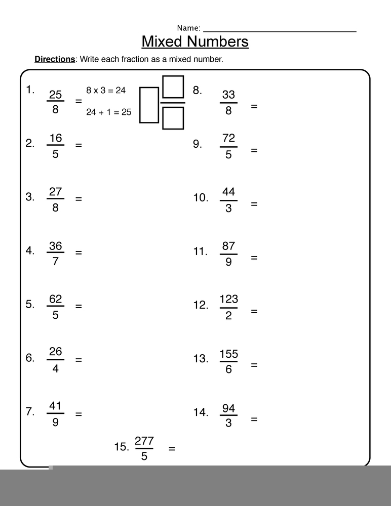Converting To Mixed Numbers Worksheet Have Fun Teaching