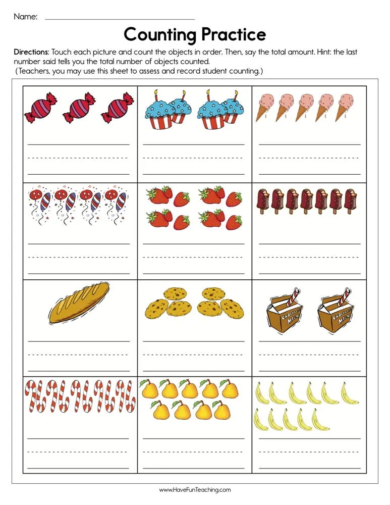 Counting Practice Worksheet By Teach Simple