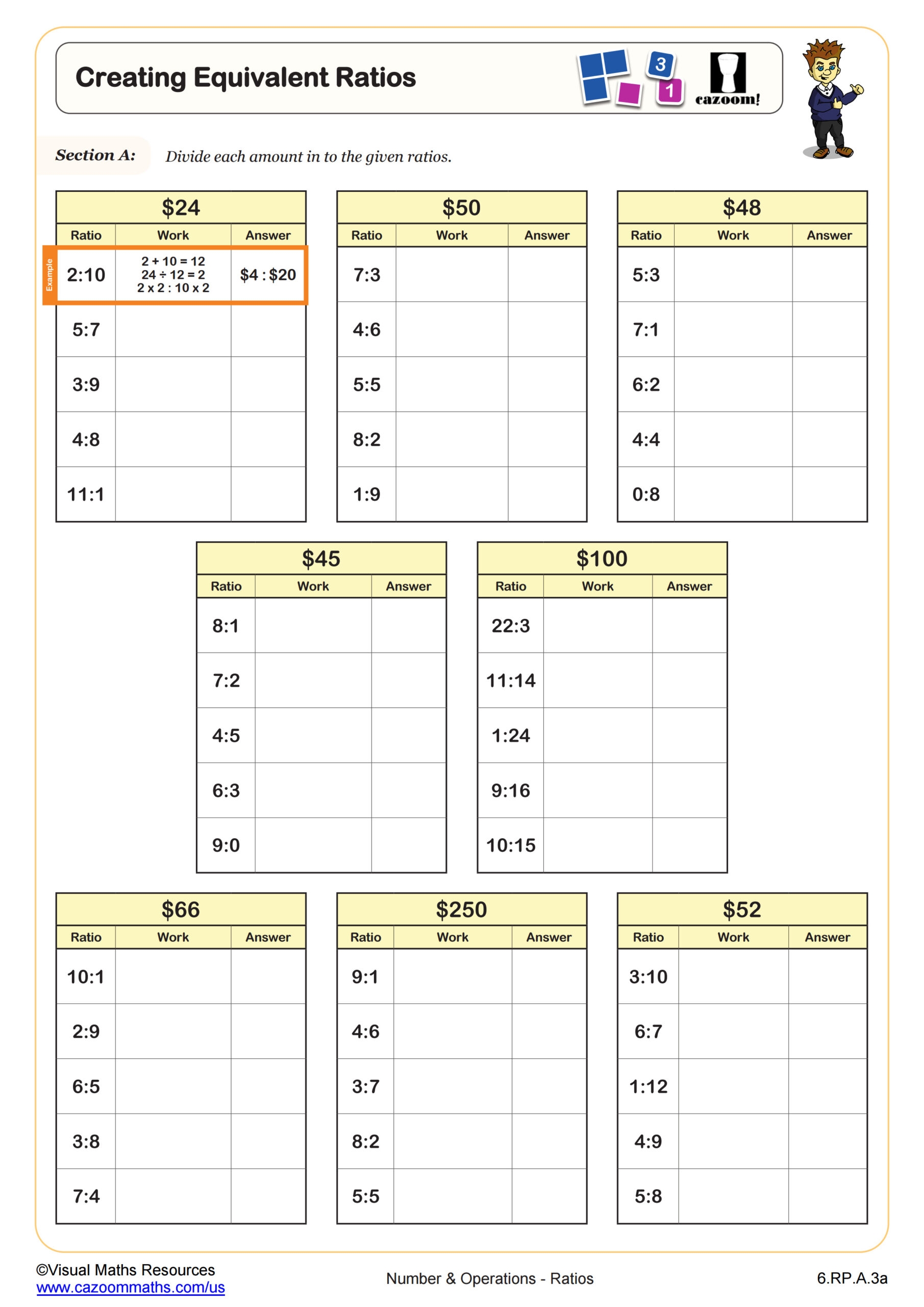 ratios worksheet