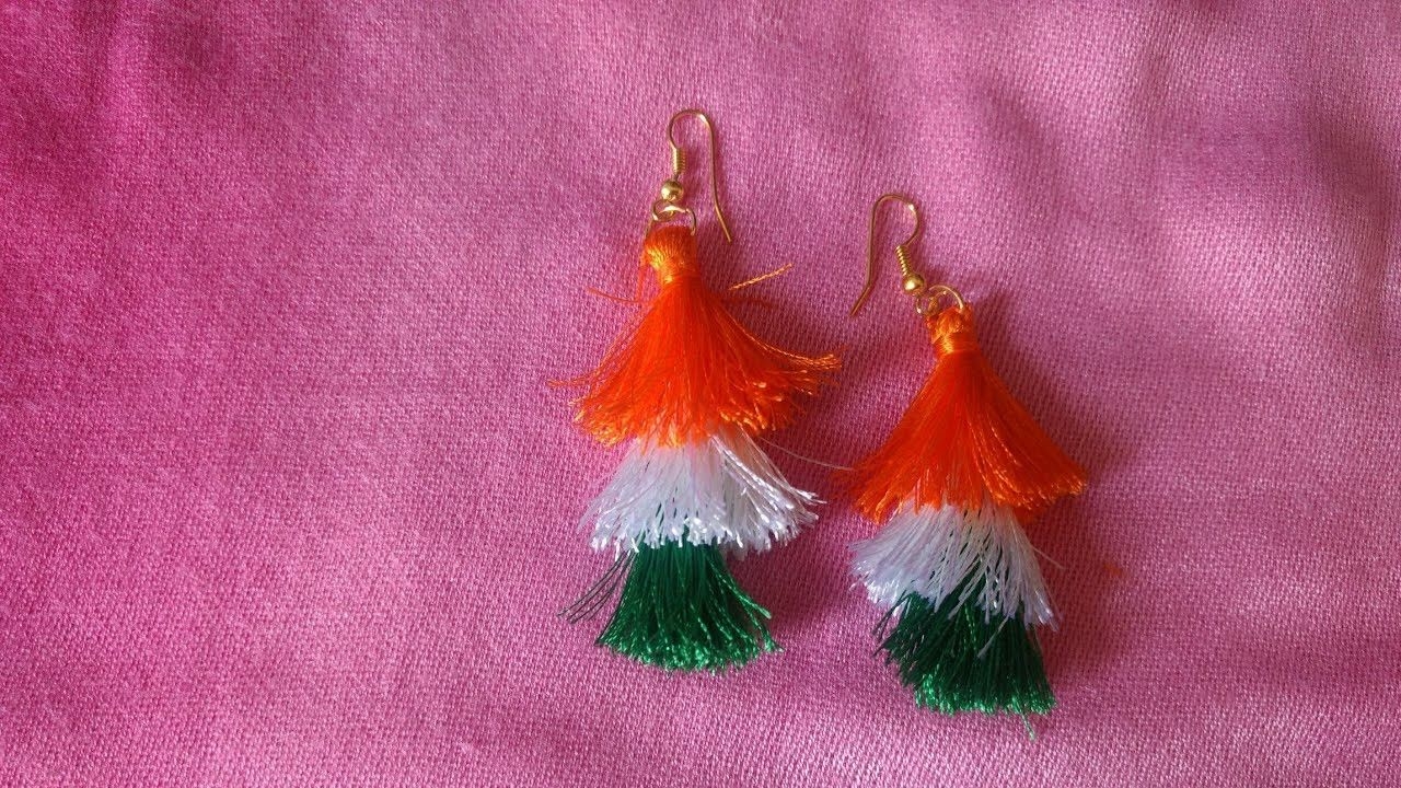 Creative Crafts Creative Design Silk Thread Earrings Republic Day 