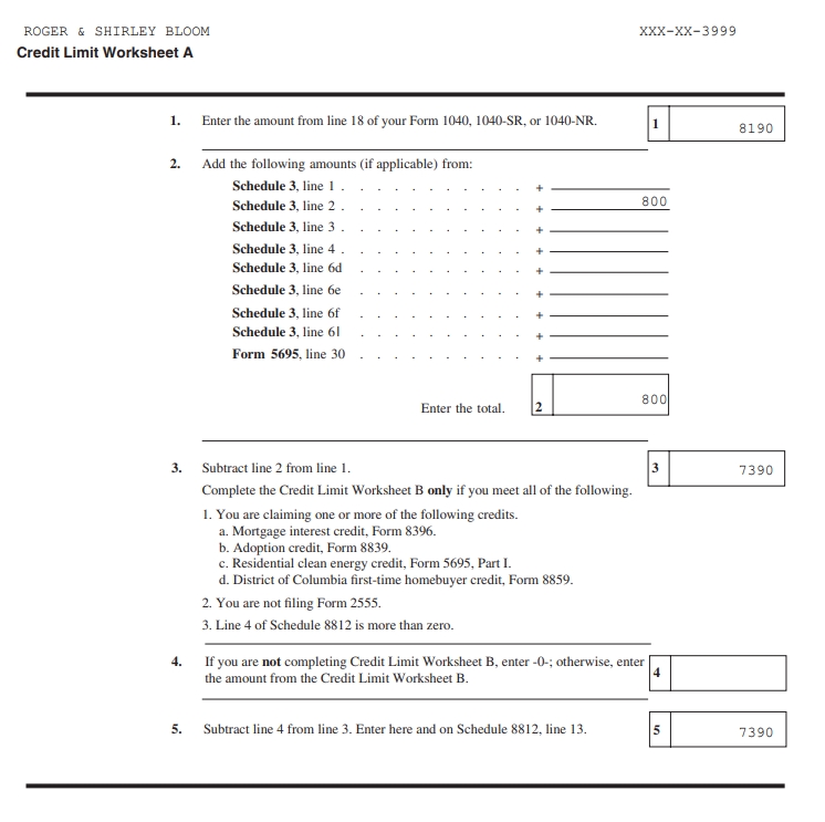irs credit limit worksheet a