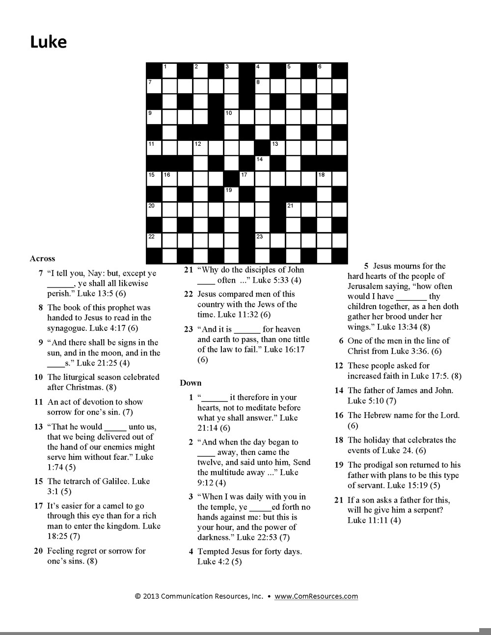 Crossword Puzzle Easy Printable Puzzles For Seniors Bible Crossword 