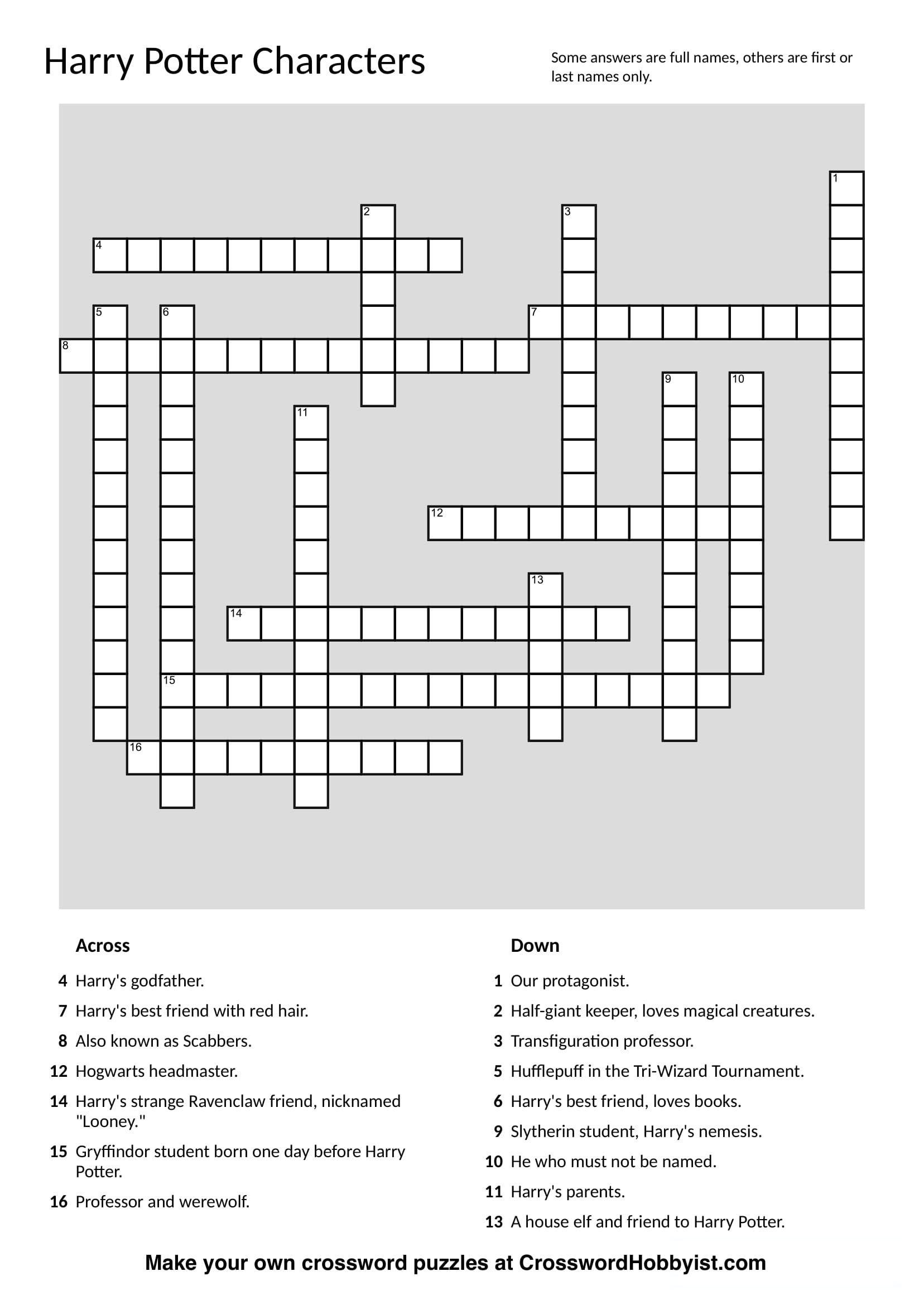 create crossword puzzle free printable