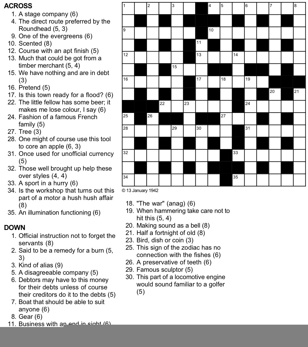 free printable cryptic crossword puzzles