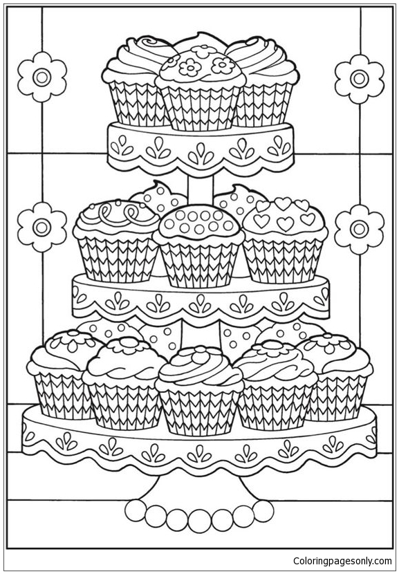 Cup Cakes Coloring Page Free Printable Coloring Pages