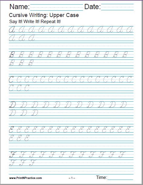 Cursive Letter Handwriting Practice Sheets Infoupdate