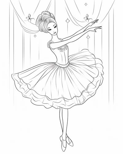 Cute Ballerina Coloring Pages For Kids