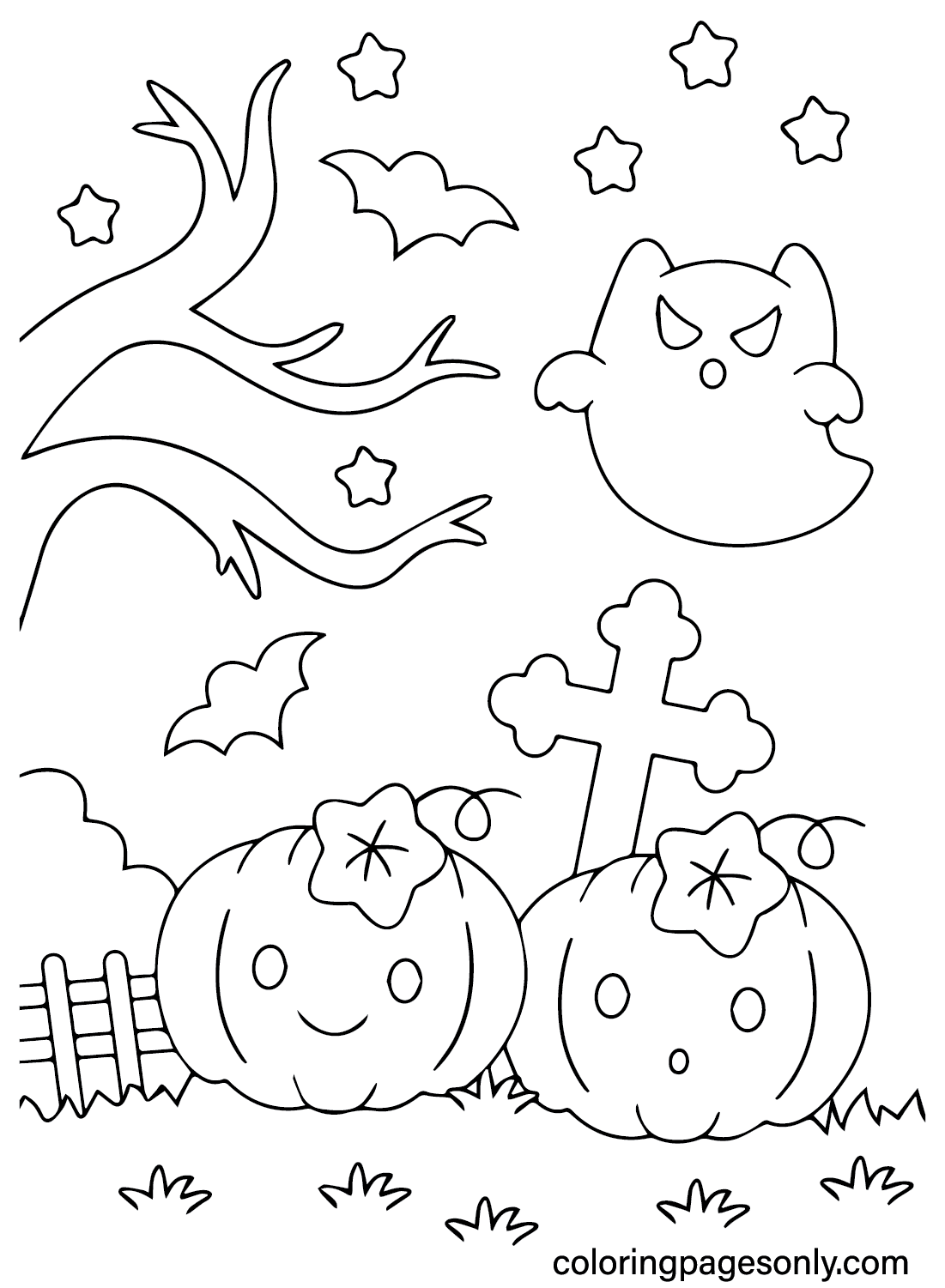 Cute Halloween Coloring Page