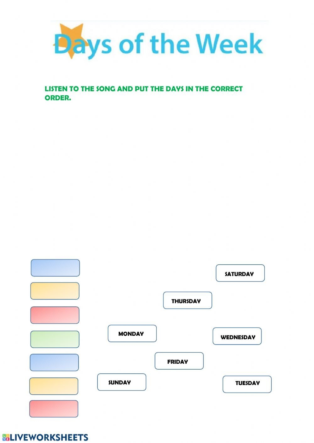 Days Of The Week Interactive Worksheet Days Of The Week Activities 