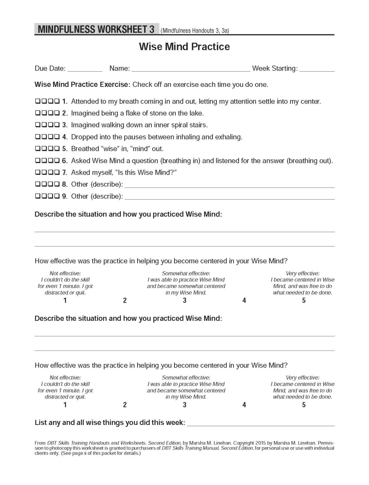 Dbt Skills Explained DBT Worksheets