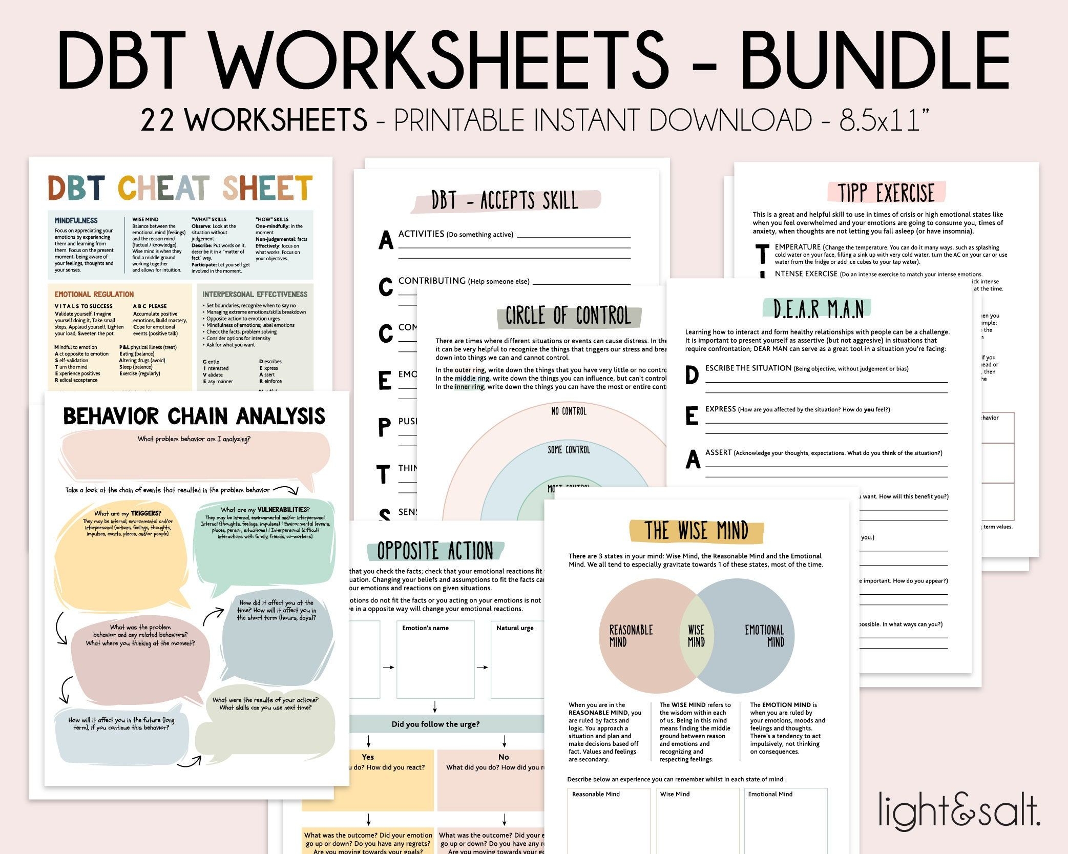 DBT Skills Therapy Worksheets DBT Workbook Dbt Therapy DBT Bundle
