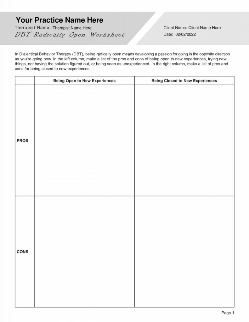 DBT Skills Worksheets Bundle Editable Fillable Printable PDFs 