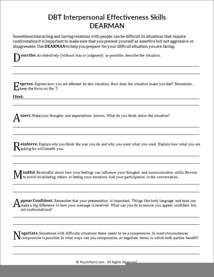 DBT Therapy Worksheets SkillsWorksheets