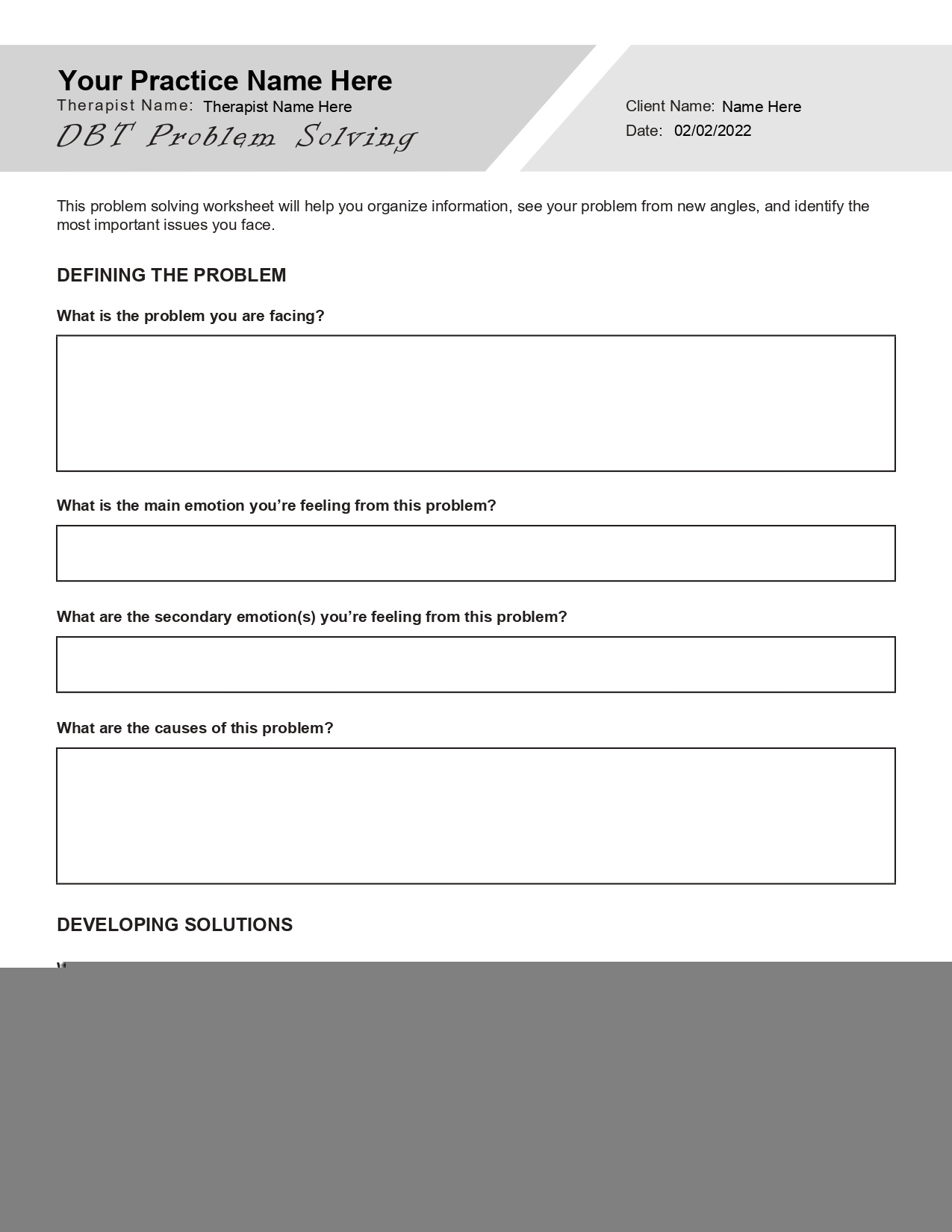 DBT Worksheet DBT Worksheets