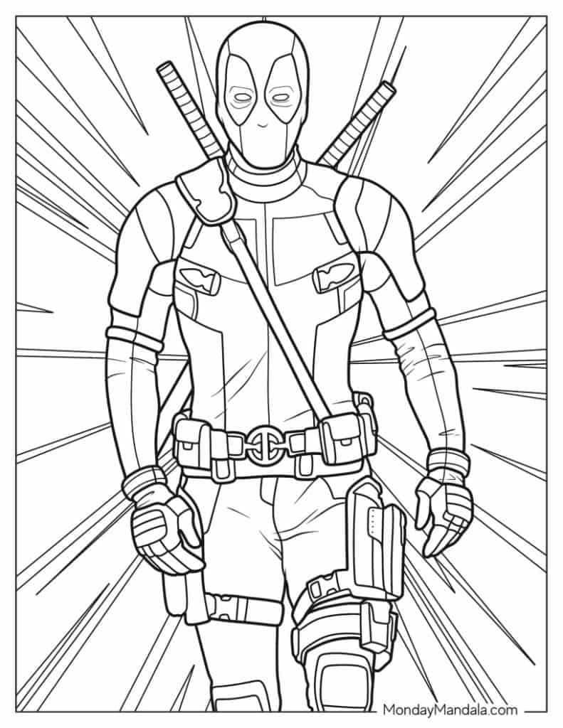 Deadpool Coloring Page Free PDF Coloring Nation
