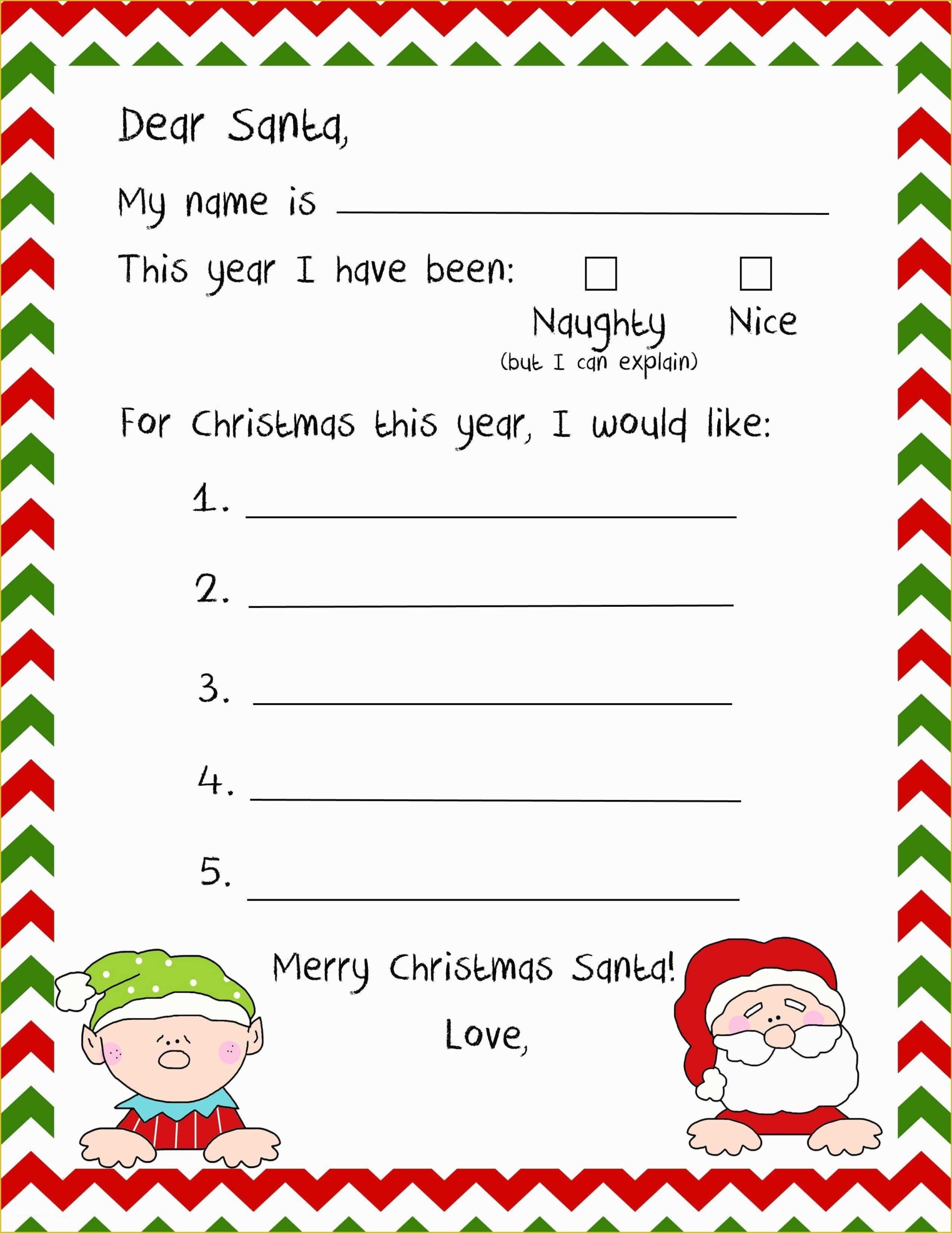 dear santa letter template free printable