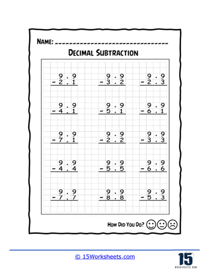 Decimal Subtraction Worksheets 15 Worksheets Worksheets Library