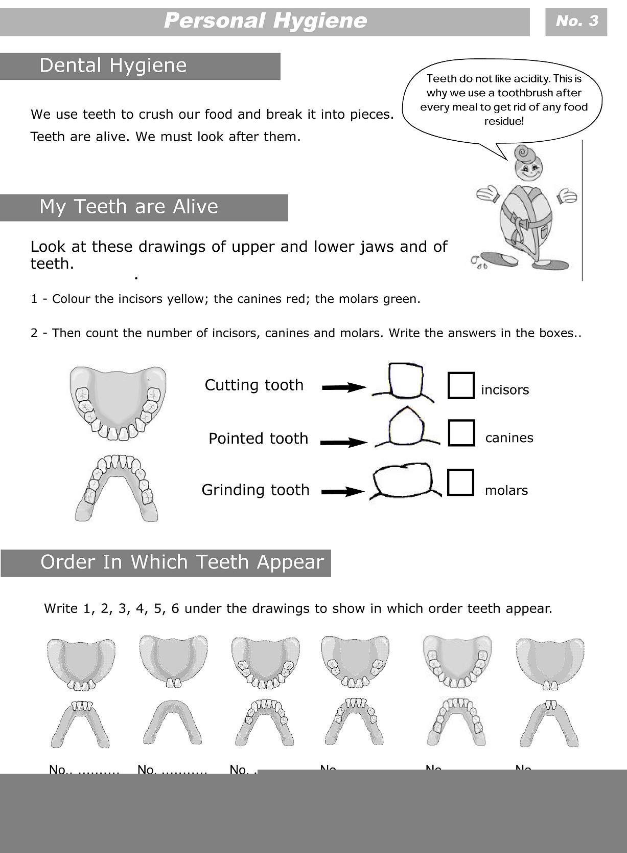 printable worksheets on personal hygiene