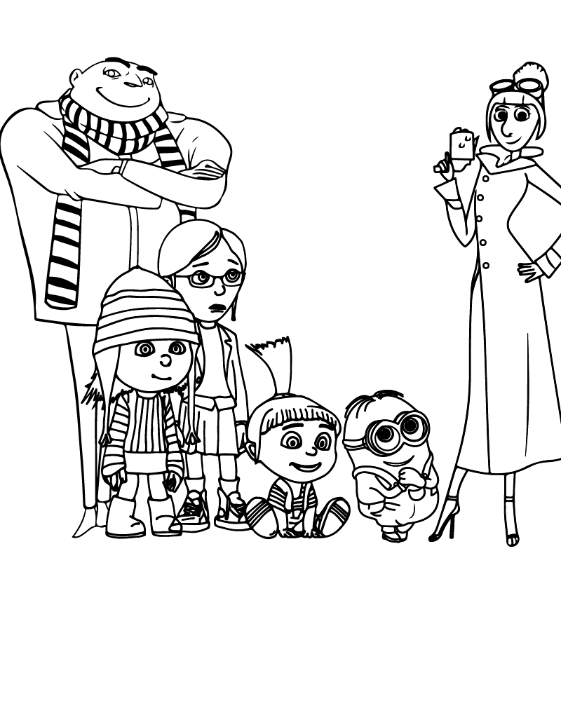 Despicable Me 4 Family Coloring Page