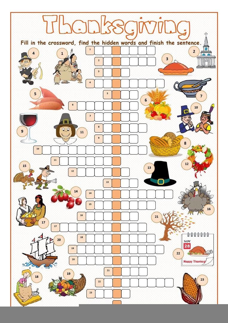 Difficult Thanksgiving Crossword Puzzles Printable Printable 