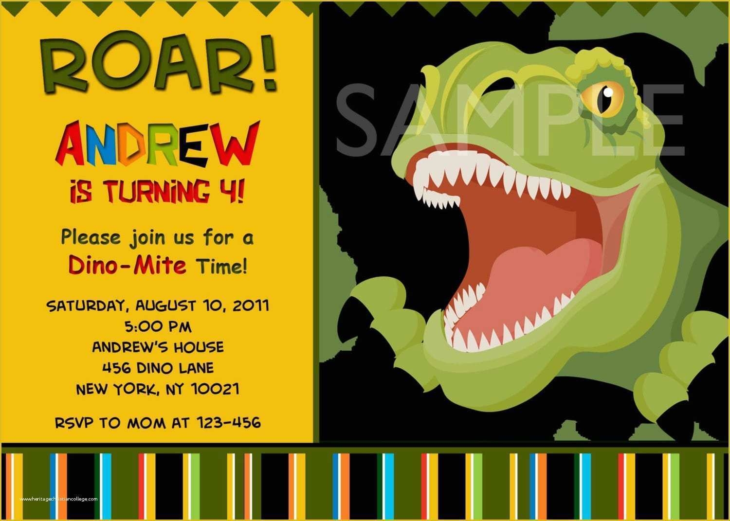 Dinosaur Birthday Invitation Template Free Of Free Dinosaur Invitation 