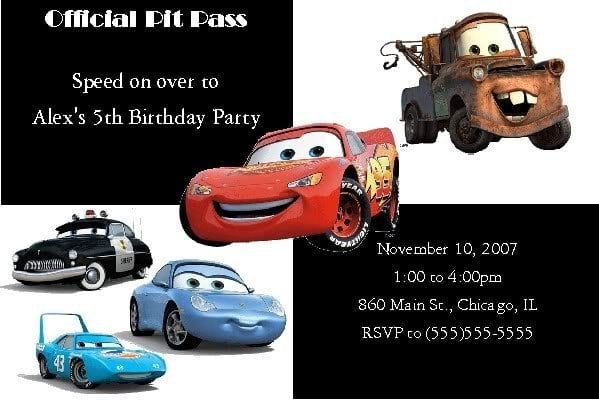 Disney Cars Invitations Templates Free