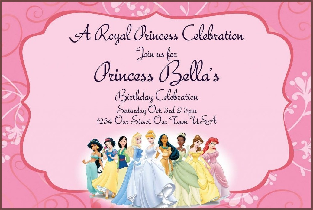 Disney Princess Party Invitations Templates Free Template 1 Resume 
