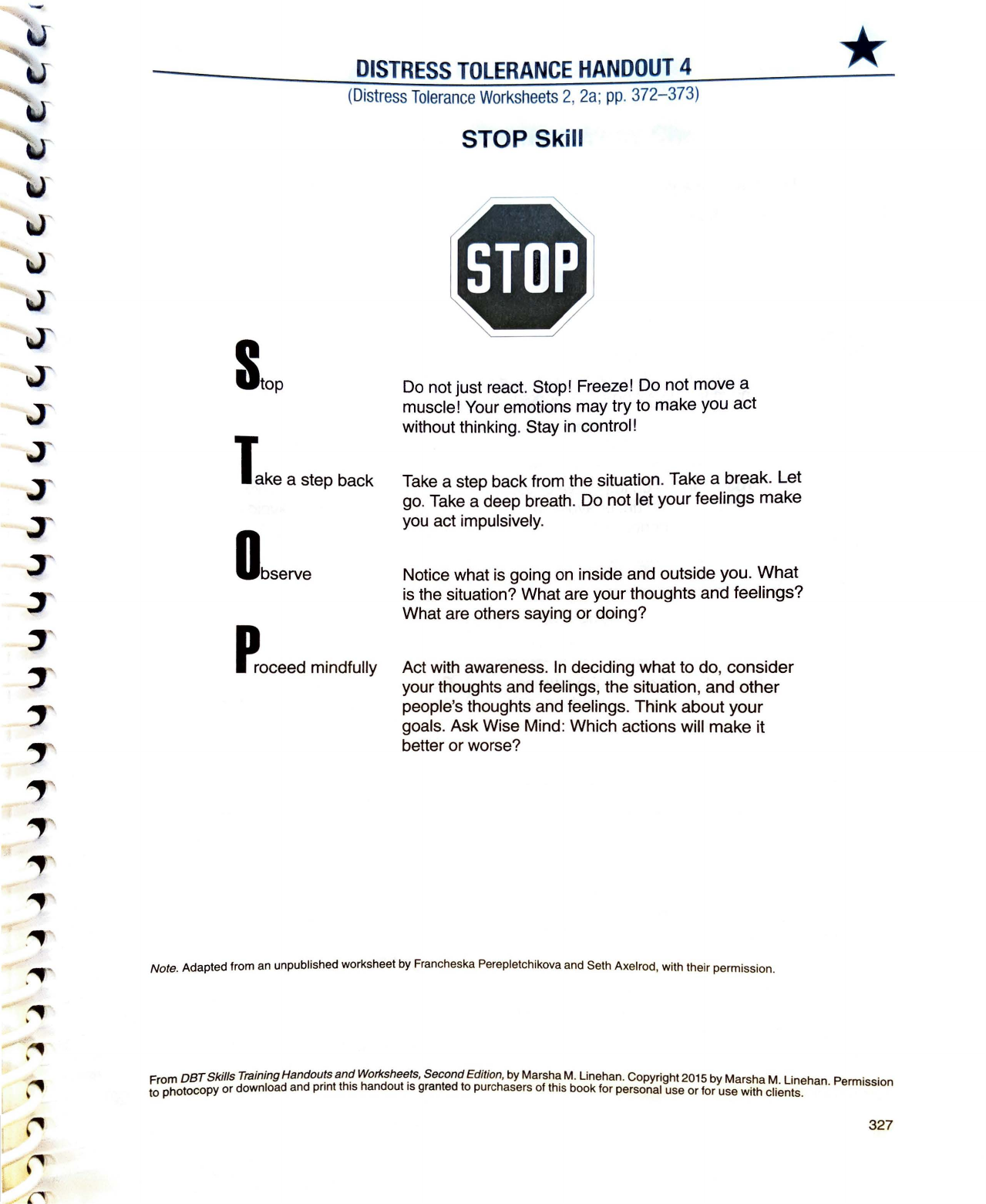 DISTRESS TOLERANCE HANDOUT 13 Willingness Worksheets Library