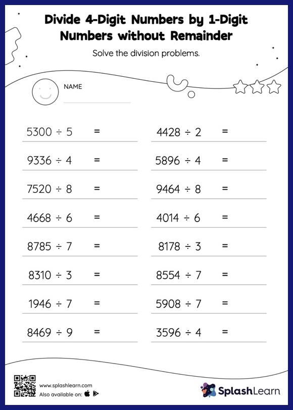 division for 4th graders worksheets