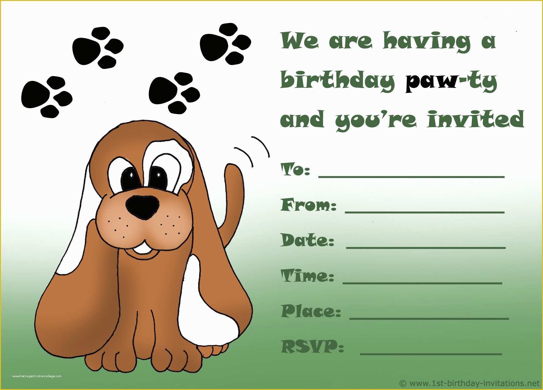 Dog Birthday Party Invitations Templates Free Of Kids Birthday Party 