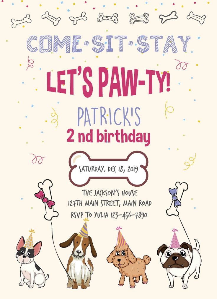Dog Party Invitations Template Free Printable Word Searches