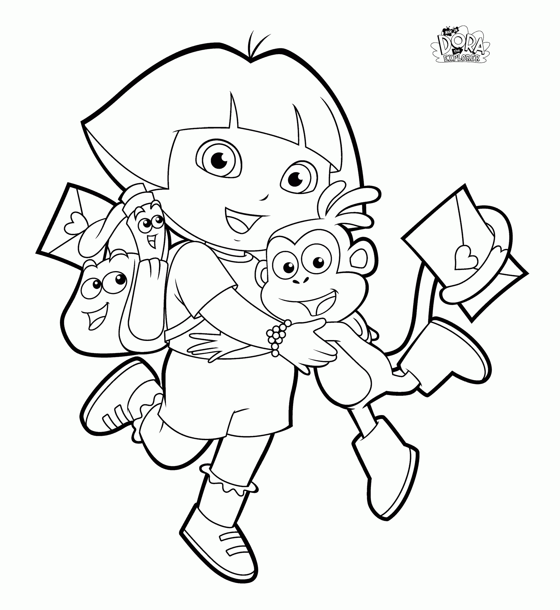 Dora Coloring Pages Backpack Diego Boots Swiper Print And Color 
