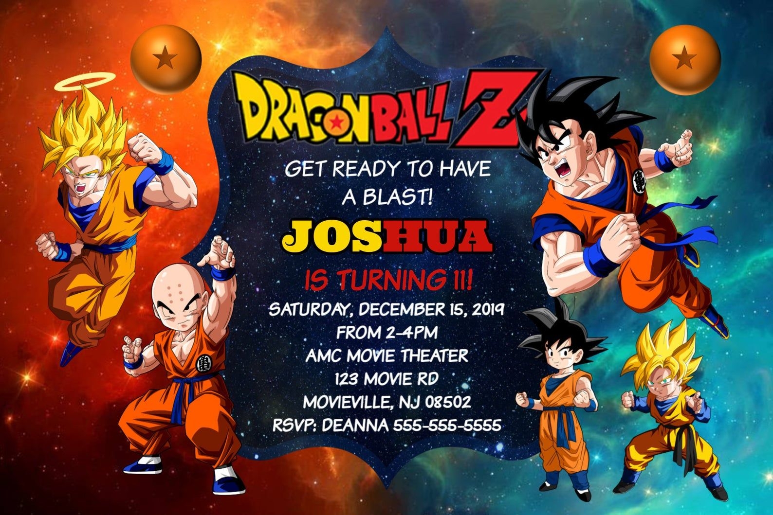 dragon ball z invitation template
