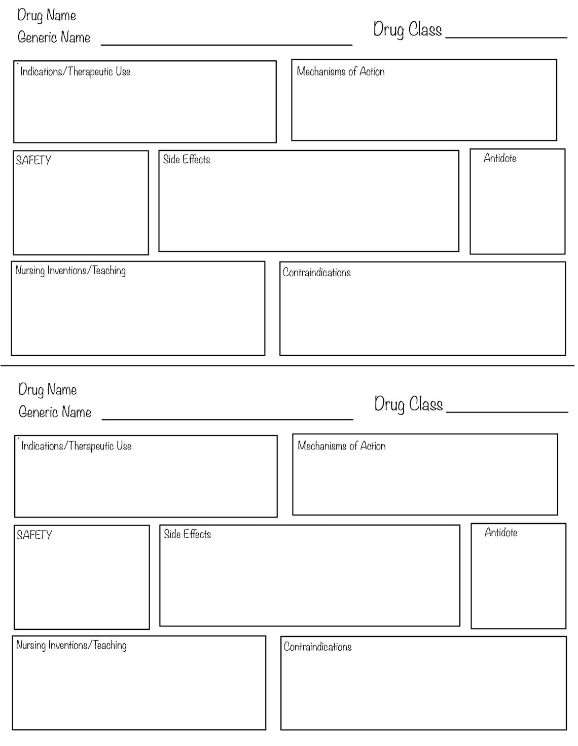 Drug Cards Printable