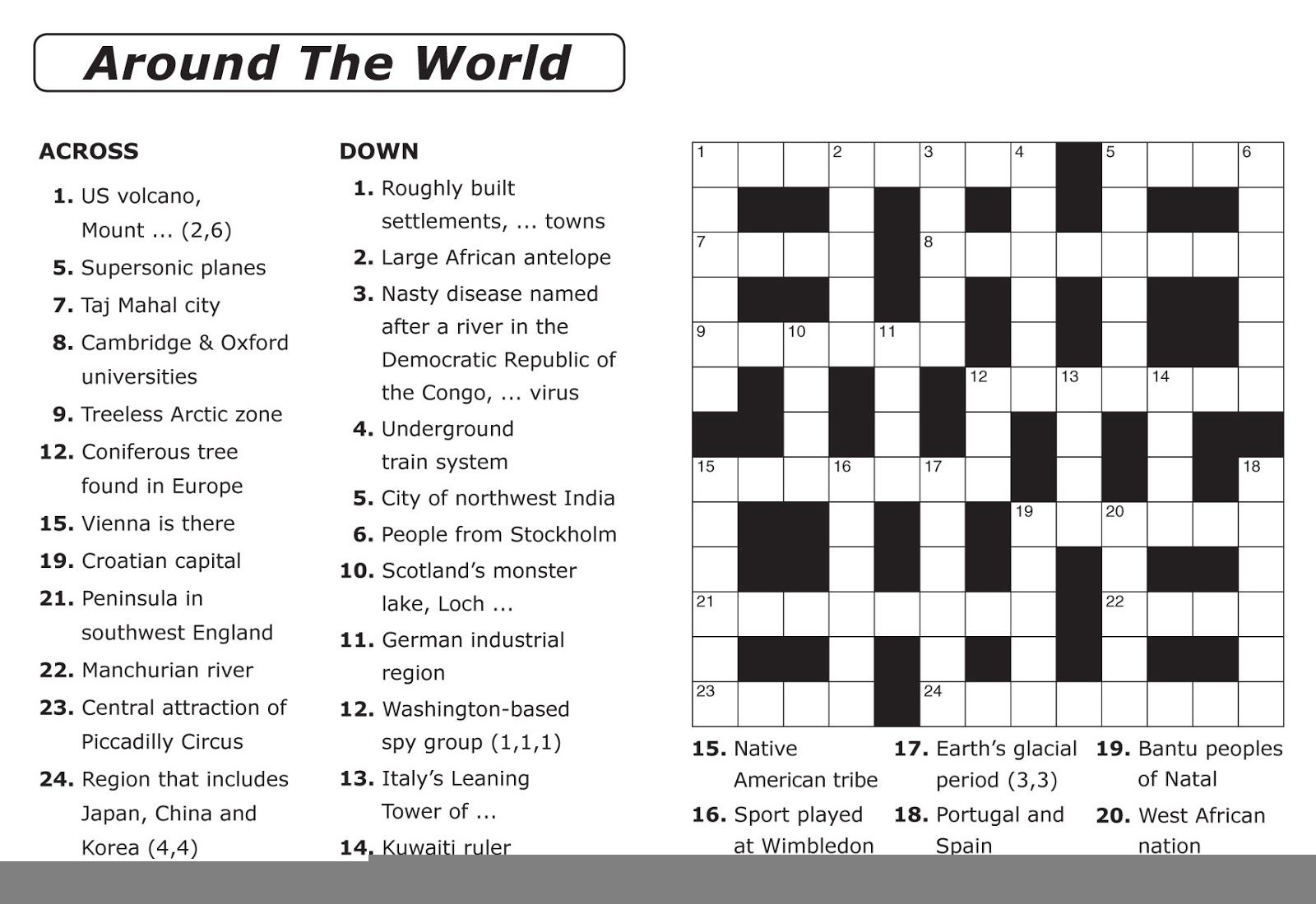 Easy Printable Crossword Puzzles Large Print Puzzle Easy Printable 