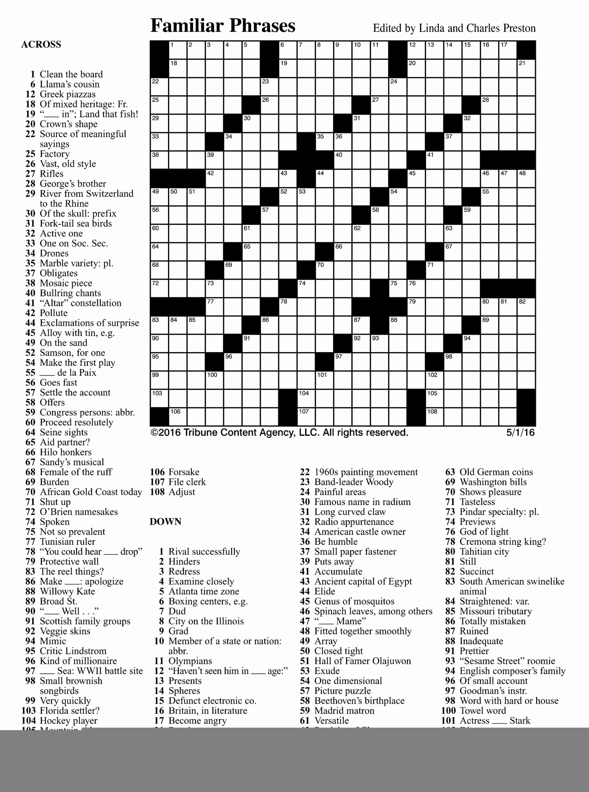 Easy Printable Puzzles For Adults James Crossword Puzzles