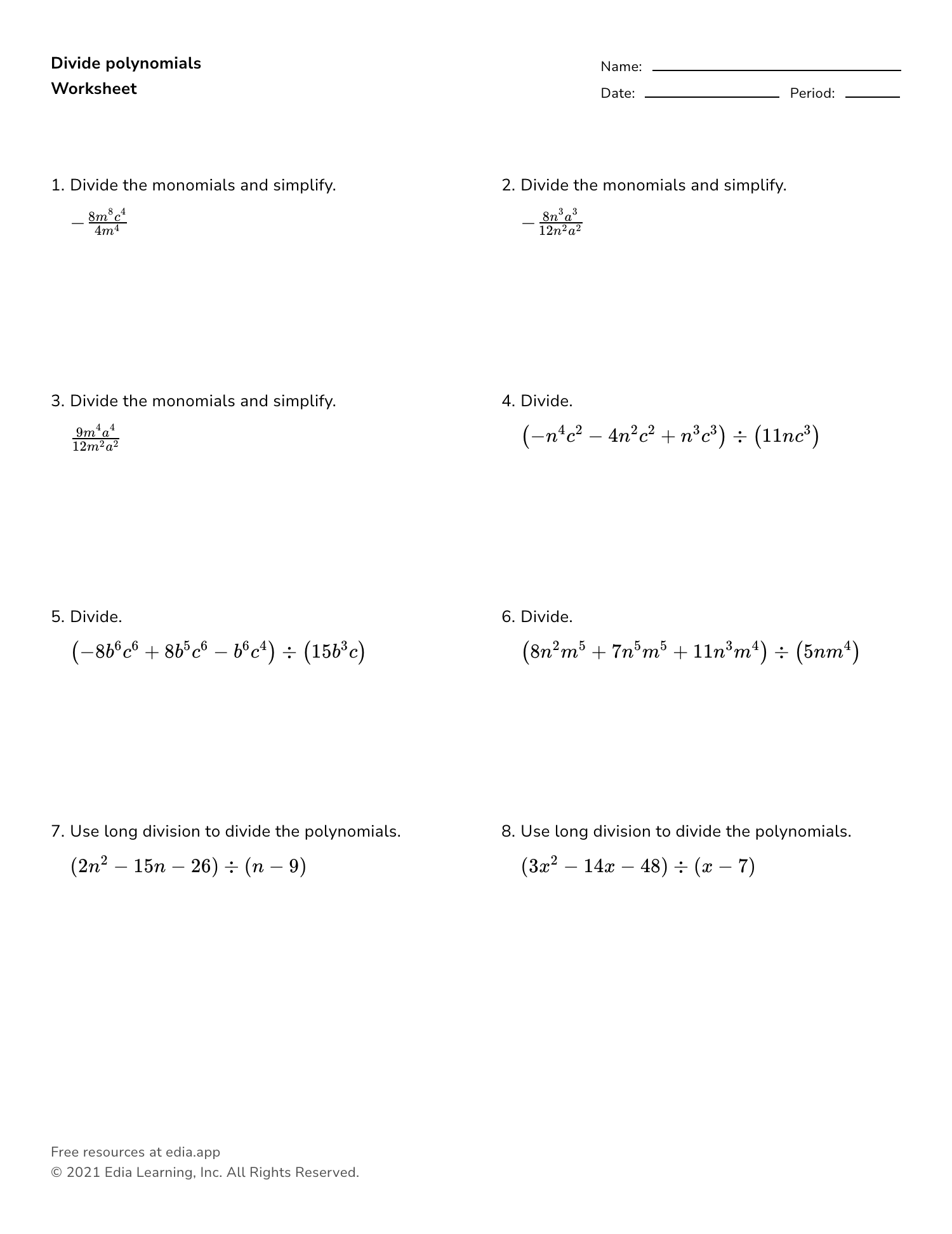 Edia Free Math Homework In Minutes Worksheets Library