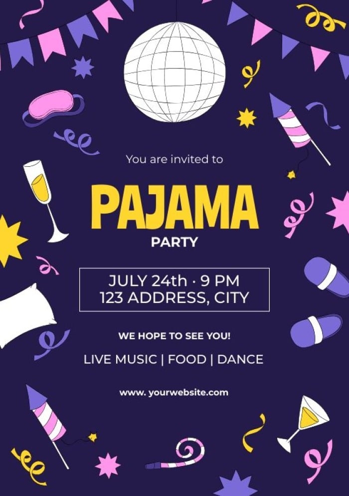 pajama party invitation template