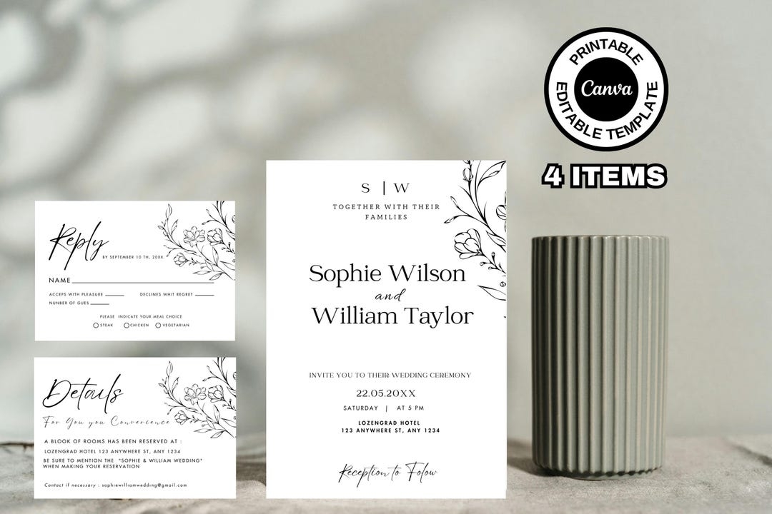 black and white invitation template
