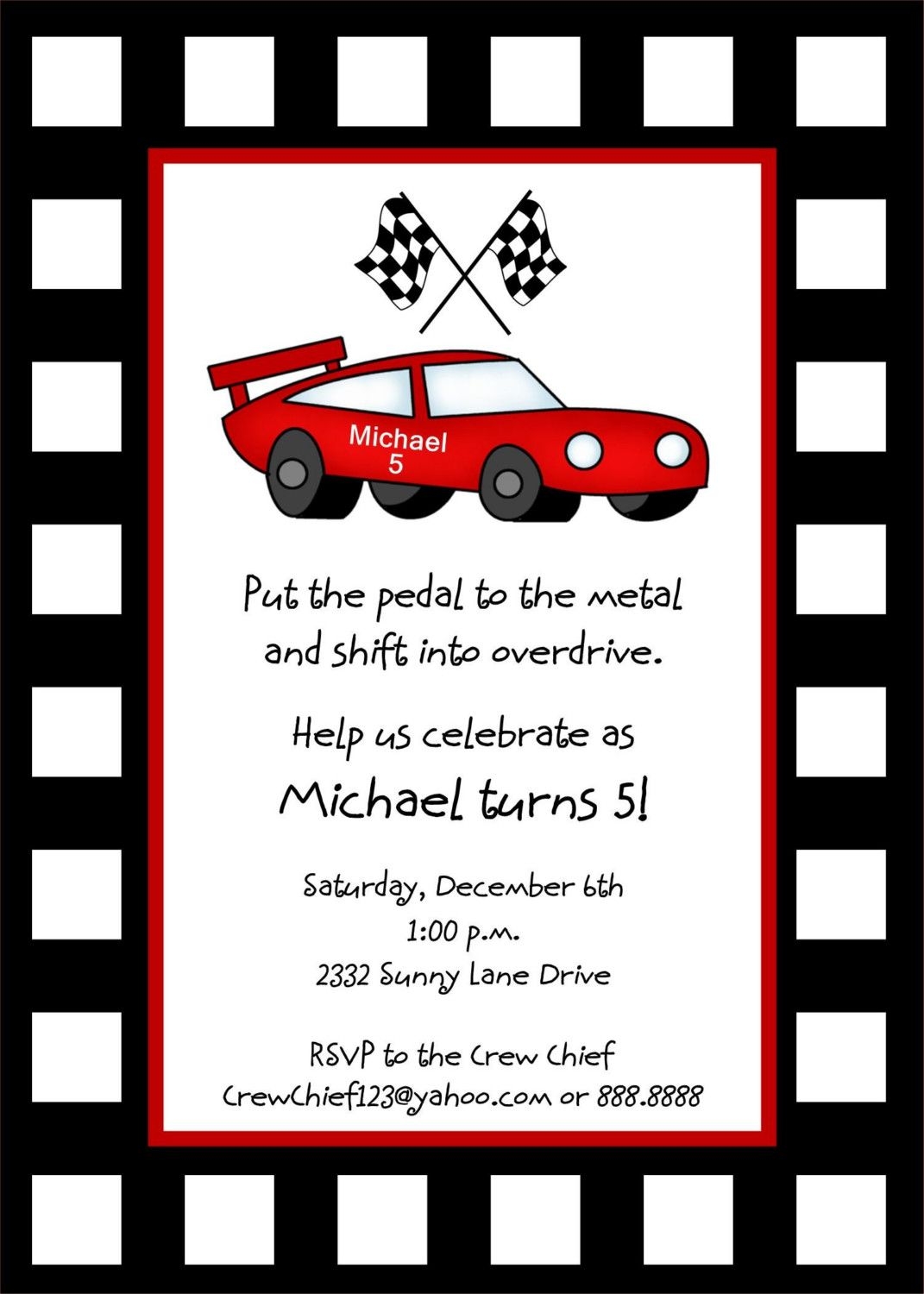 cars invitation template