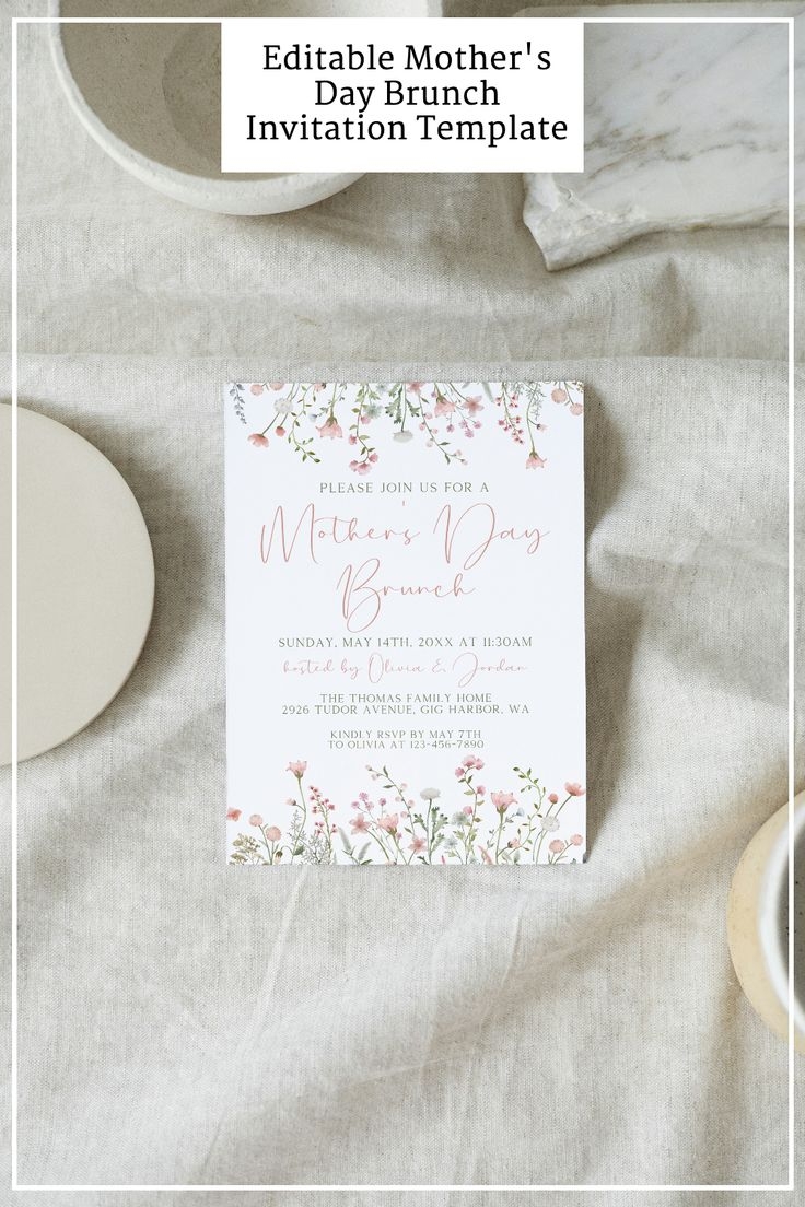 Editable Mothers Day Brunch Invitation Printable Mother 39 s Day Brunch 