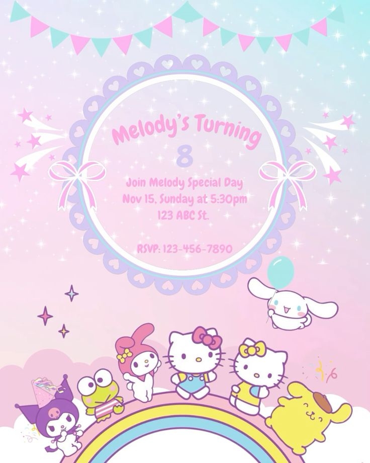 Editable Sanrio Birthday Invite Hello Kitty Birthday Invitations 