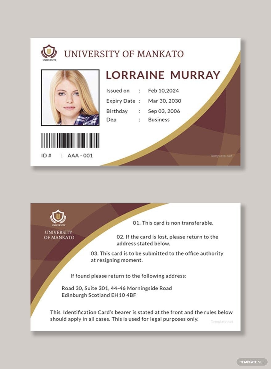 Editable Student Id Card Templates In Publisher To Download