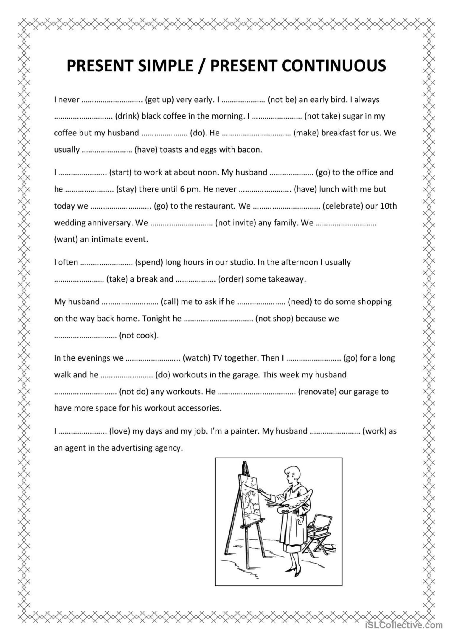 Ejercicio Interactivo De Present Simple Vs Present Continuous Para 6t 