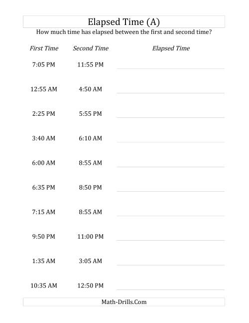 Elapsed Time Worksheets Worksheets Library