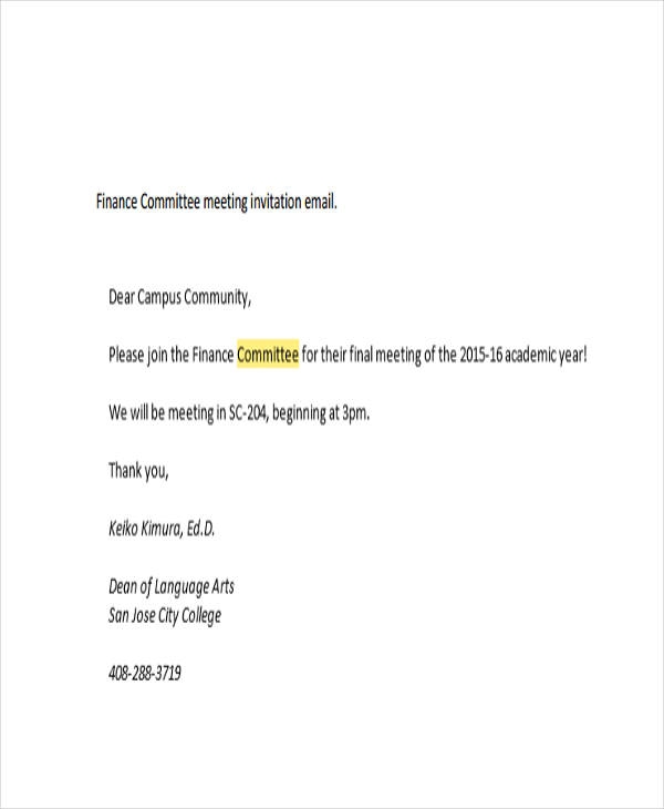 email invitation to a meeting template